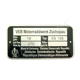 MZ ES 125 TÍPUSTÁBLA /ES125/