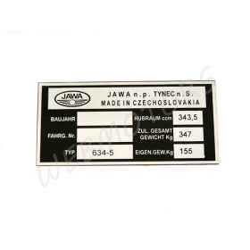 JAWA 634 TÍPUSTÁBLA /634-5/