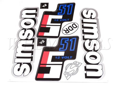 DECAL SET S51 12V /WHITE-SILVER-BLUE/