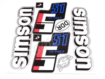 DECAL SET S51 12V /WHITE-SILVER-BLUE/